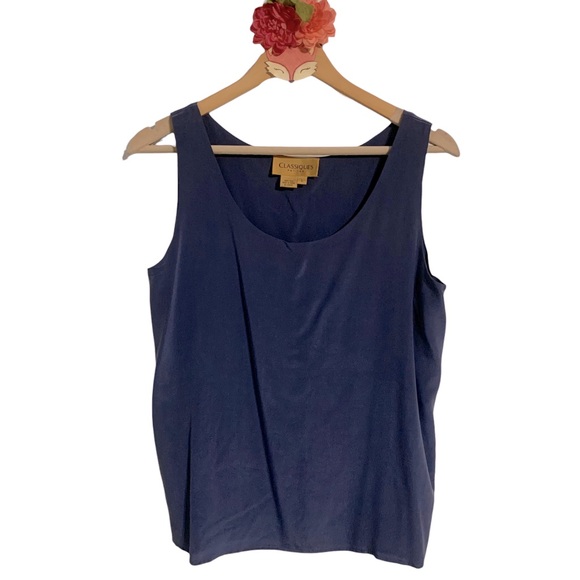 Classiques Entier Tops - Classiques Entier petites dusty blue 100% silk tank top size L